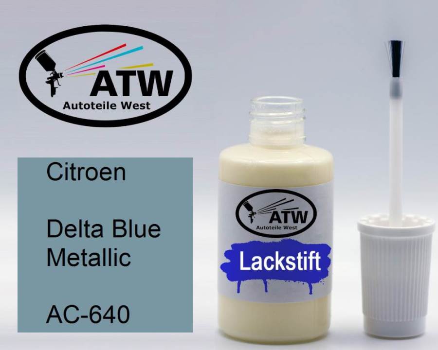 Citroen, Delta Blue Metallic, AC-640: 20ml Lackstift, von ATW Autoteile West.